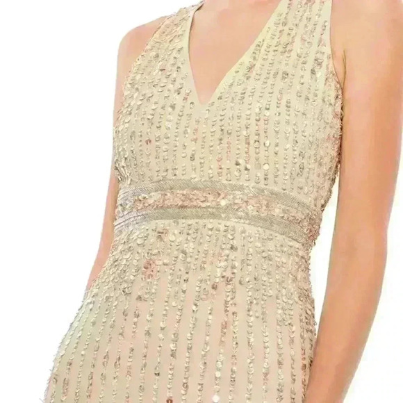 Mac Duggal Sequined Sleeveless V Neck MIDI Sheath Dress NWT Style 93606 - Picture 3 of 12